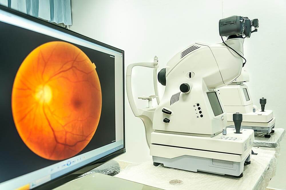 Machine that scans the retina. Advanced Technology.