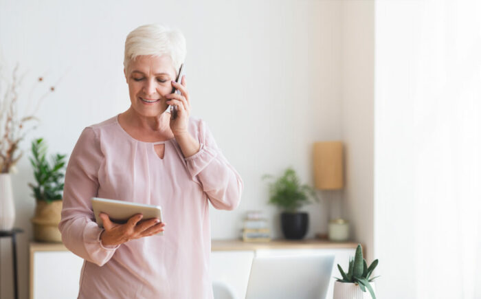 Senior woman on phone