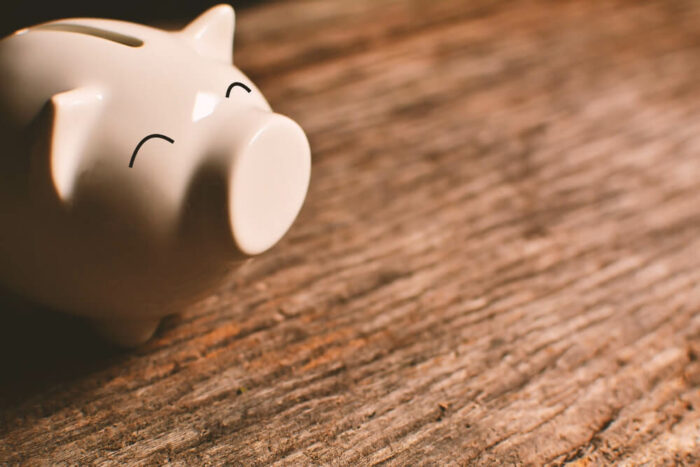 piggy bank on wood table